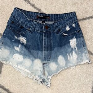 Denim Ombre Distressed Women's Shorts